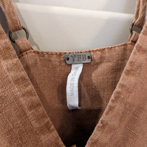 YFB CLOTHING Linen Lexington Dress in Color Honey Nut (Size: S) - Picture 3 of 6